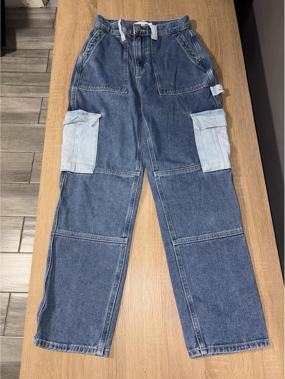 PacSun Wide Leg Jeans Womens 24x28 Relaxed Baggy Cargo Utility High Rise Y2K